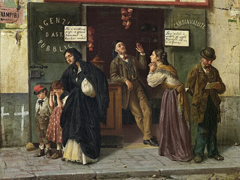 1847-Edoardo Matania - Al banco dei pegni nel 1870